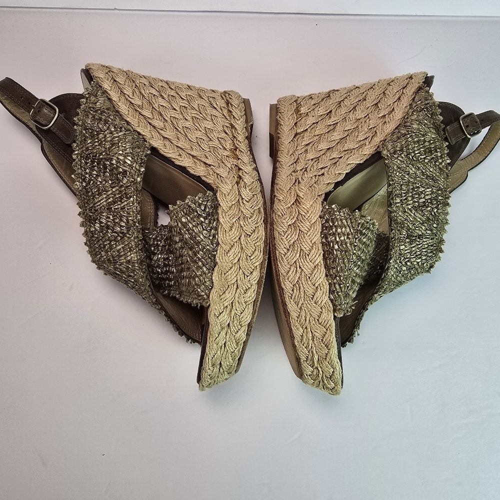 Stuart Weitzman Toogood Wrinkle Raffia Alex Wedge Espadrille Platform Sandal 9 - Picture 11 of 14